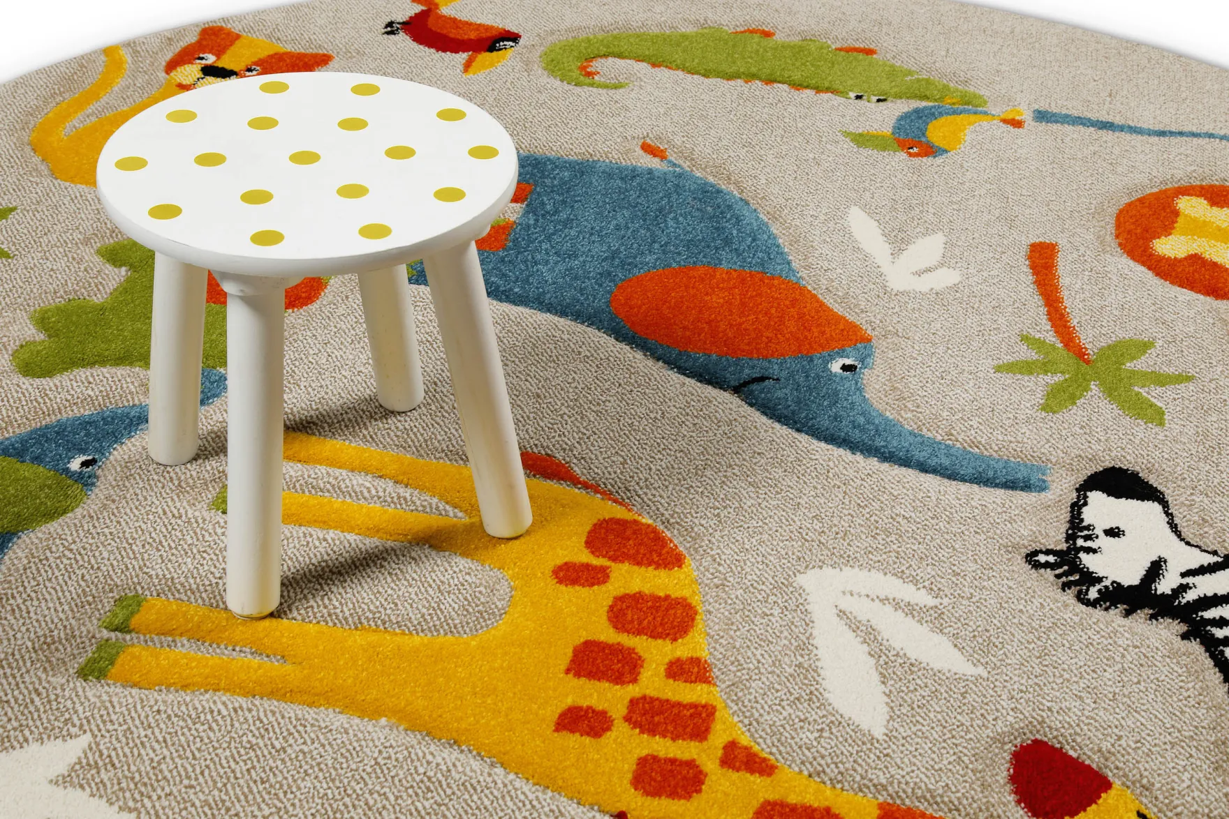 Kinderteppich Rund Sand Beige meliert "Benny & Friends" Smart Kids