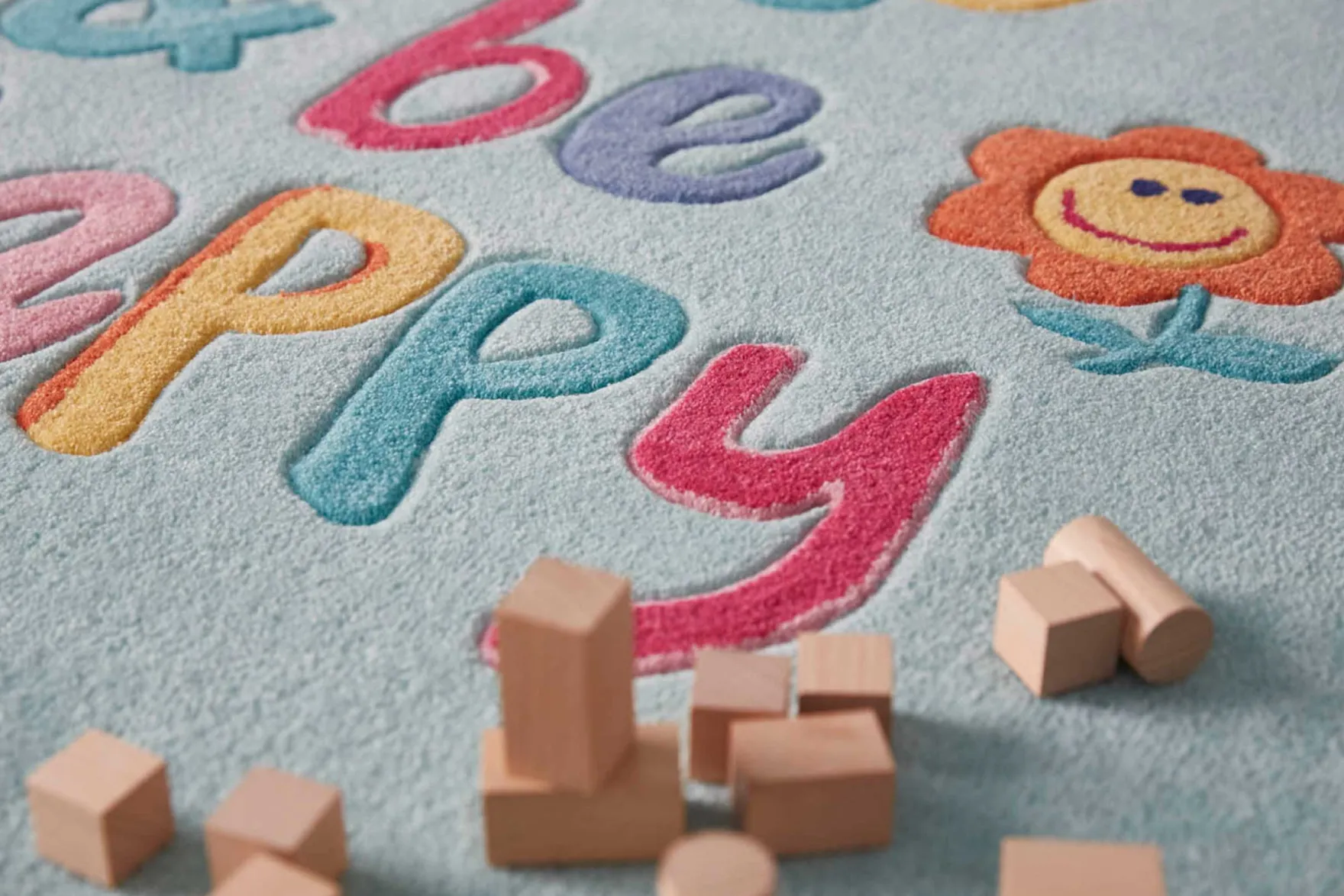 Kinderteppich Türkis "Happy me!" Smart Kids