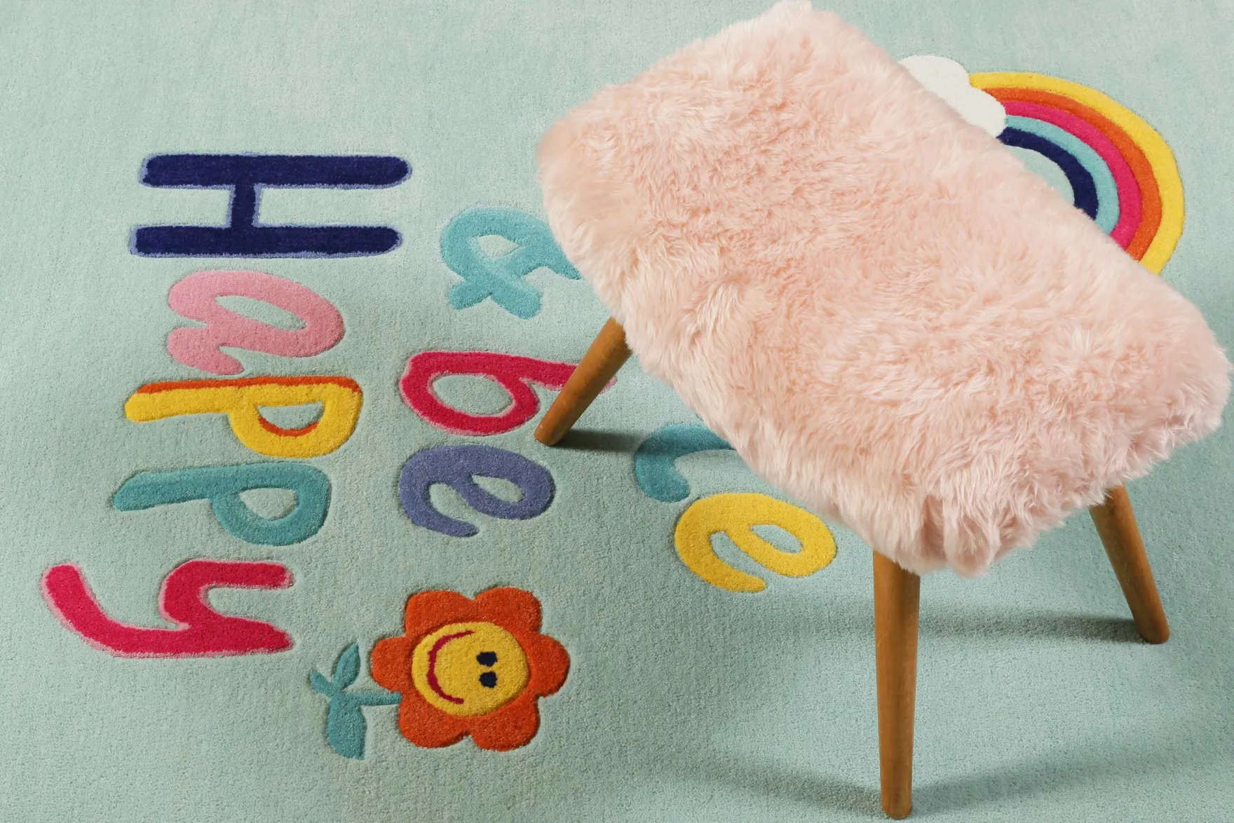 Kinderteppich Türkis "Happy me!" Smart Kids