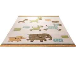 Kinderzimmer Teppich beige bunt "Lucky Zoo"