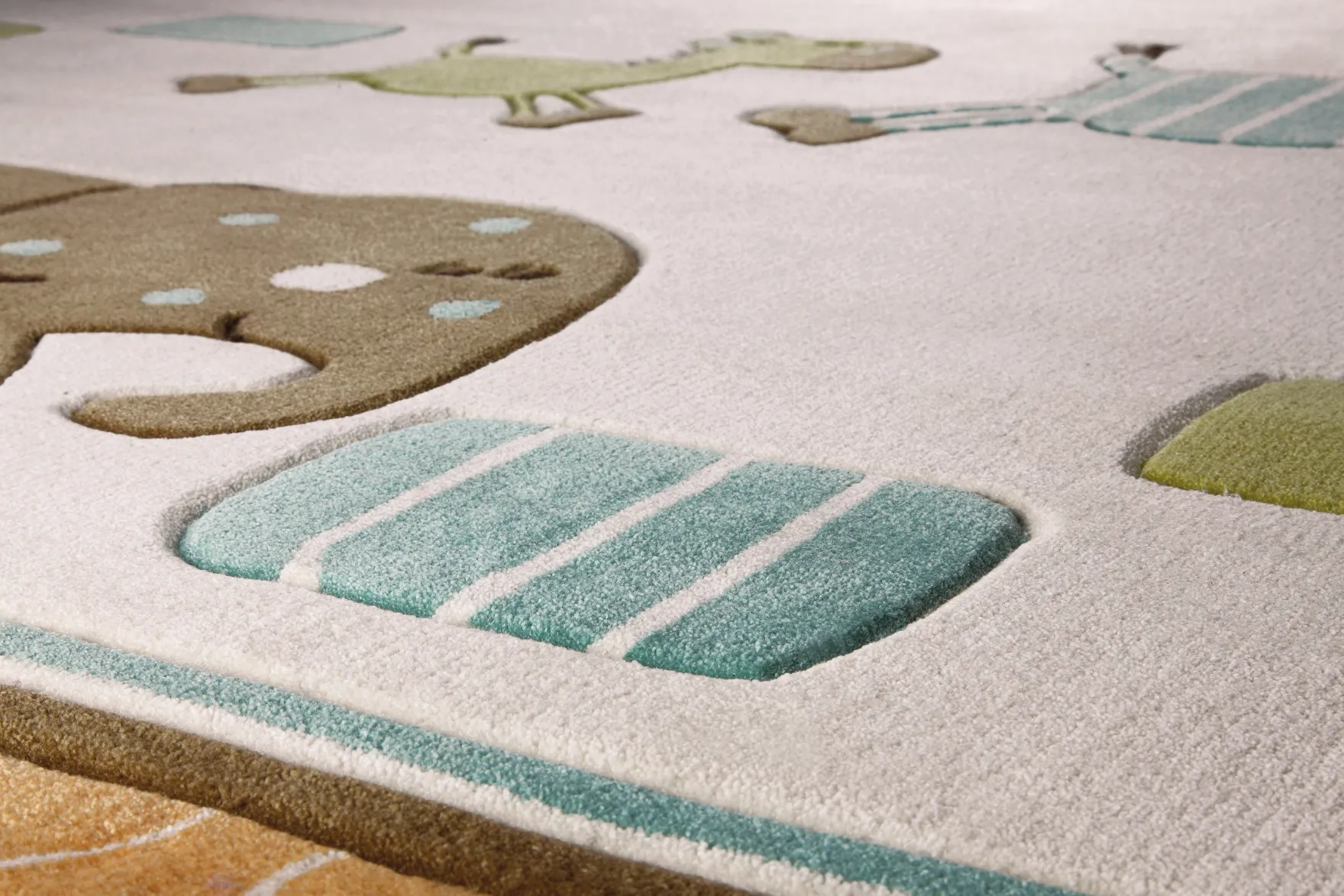 Kinderzimmer Teppich beige bunt "Lucky Zoo"