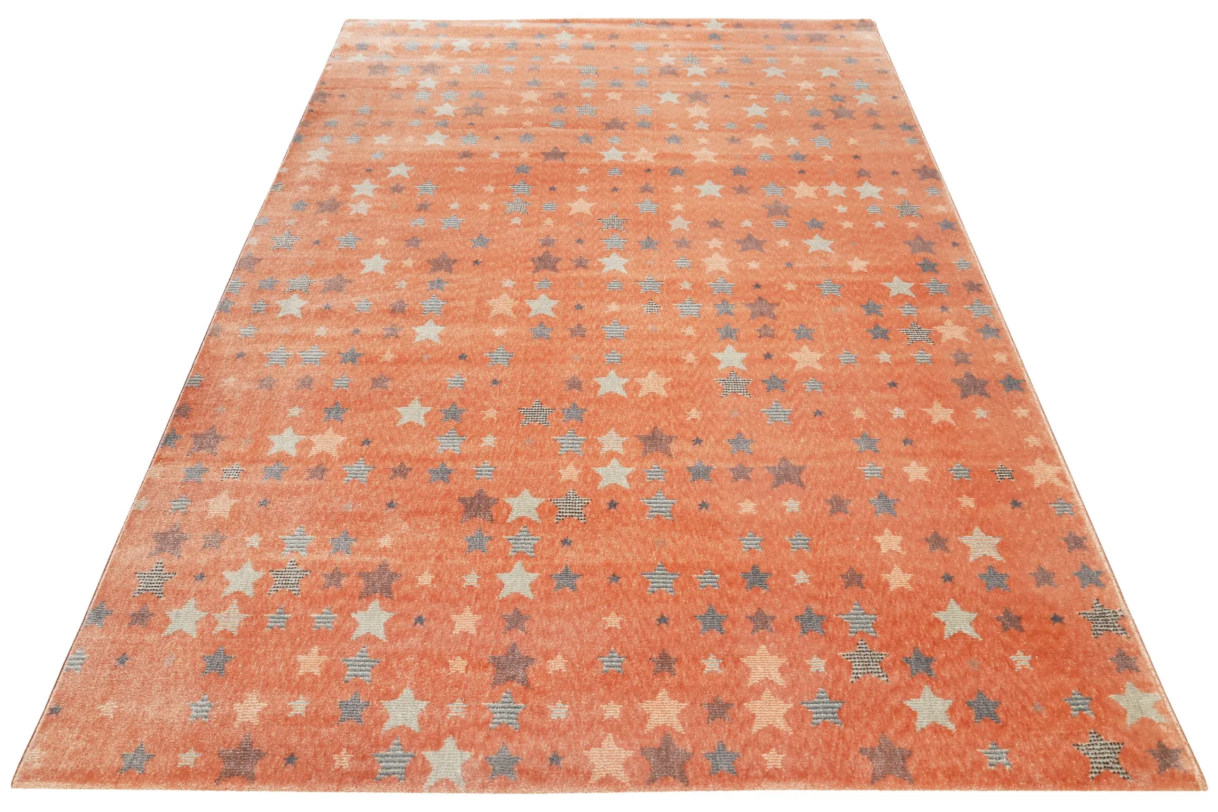 Kinderzimmer Teppich 160x230 Orange Kleine Sterne