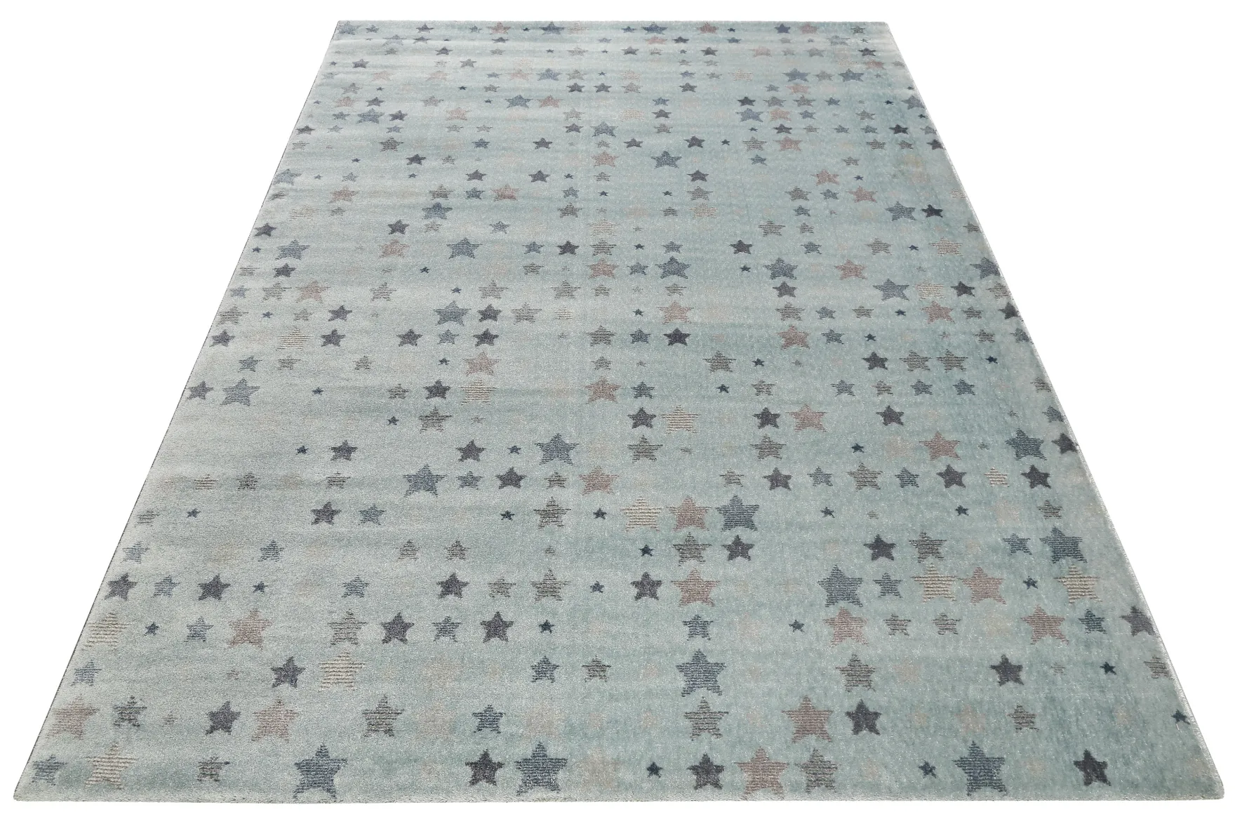 Kinderzimmer Teppich 160x230 Türkis Kleine Sterne