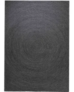 Kreiswirbel in Anthrazit - Handtuft Wolle 160 x 230 cm