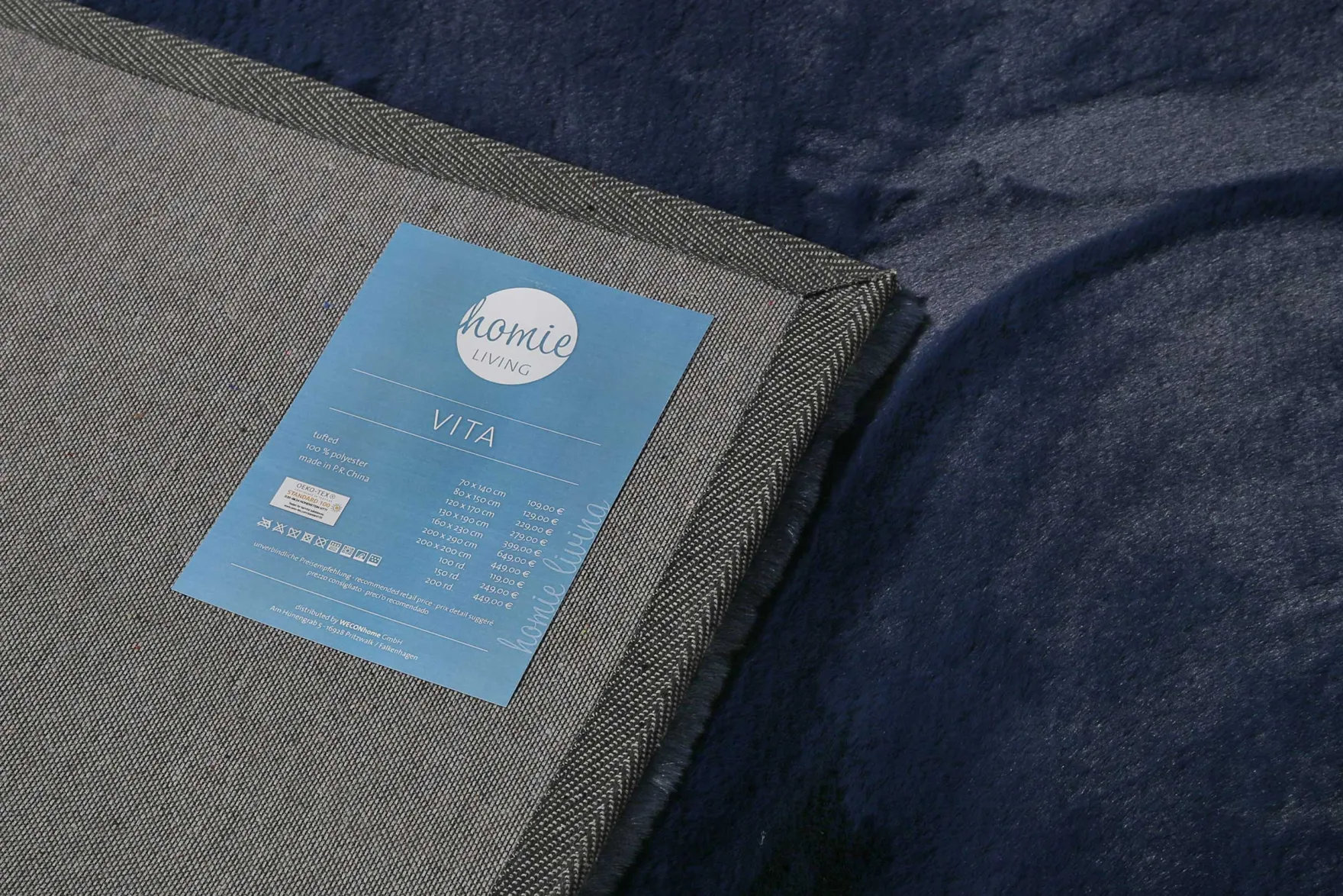 Kunstfell Teppich Dunkelblau kuschelig & flauschig "Vita" Homie Living