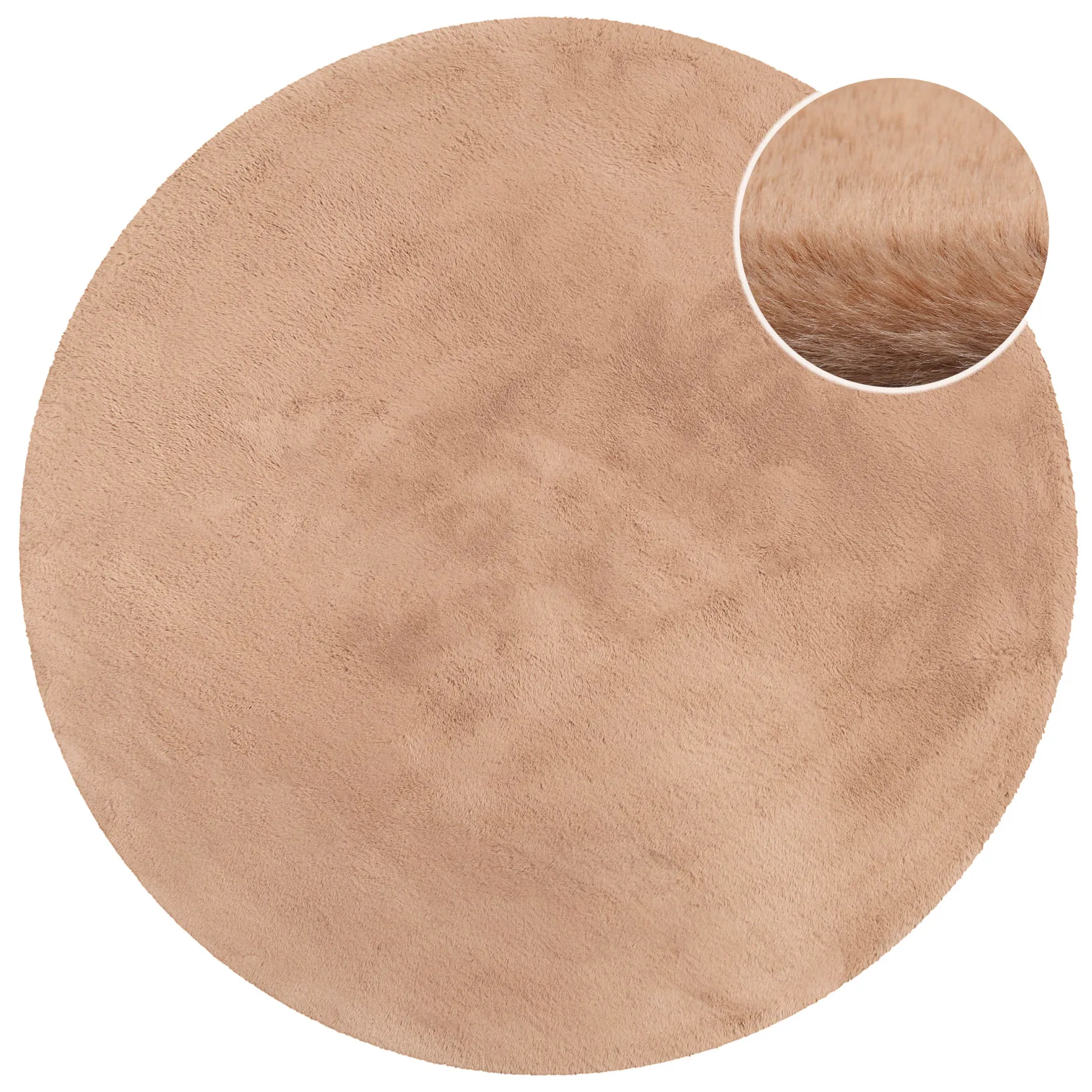 Kunstfell Teppich Rund Apricot flauschig und weich "Anna" WECONhome Basics