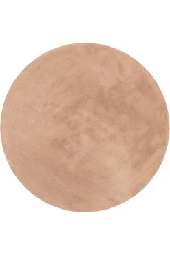 Kunstfell Teppich Rund Apricot flauschig und weich