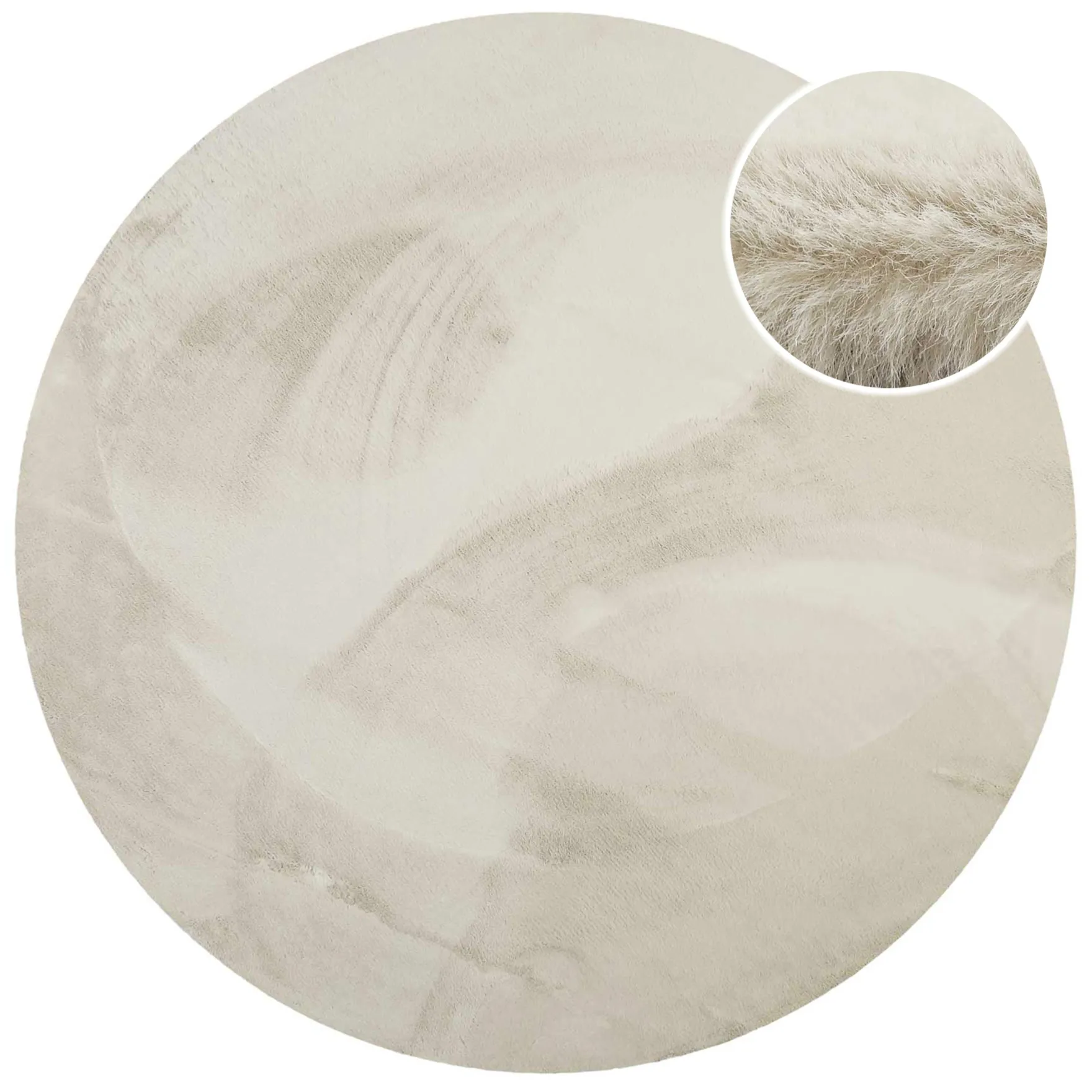 Kunstfell Teppich Rund Creme Beige flauschig und weich "Anna" WECONhome Basics