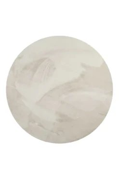 Kunstfell Teppich Rund Creme Beige flauschig und weich