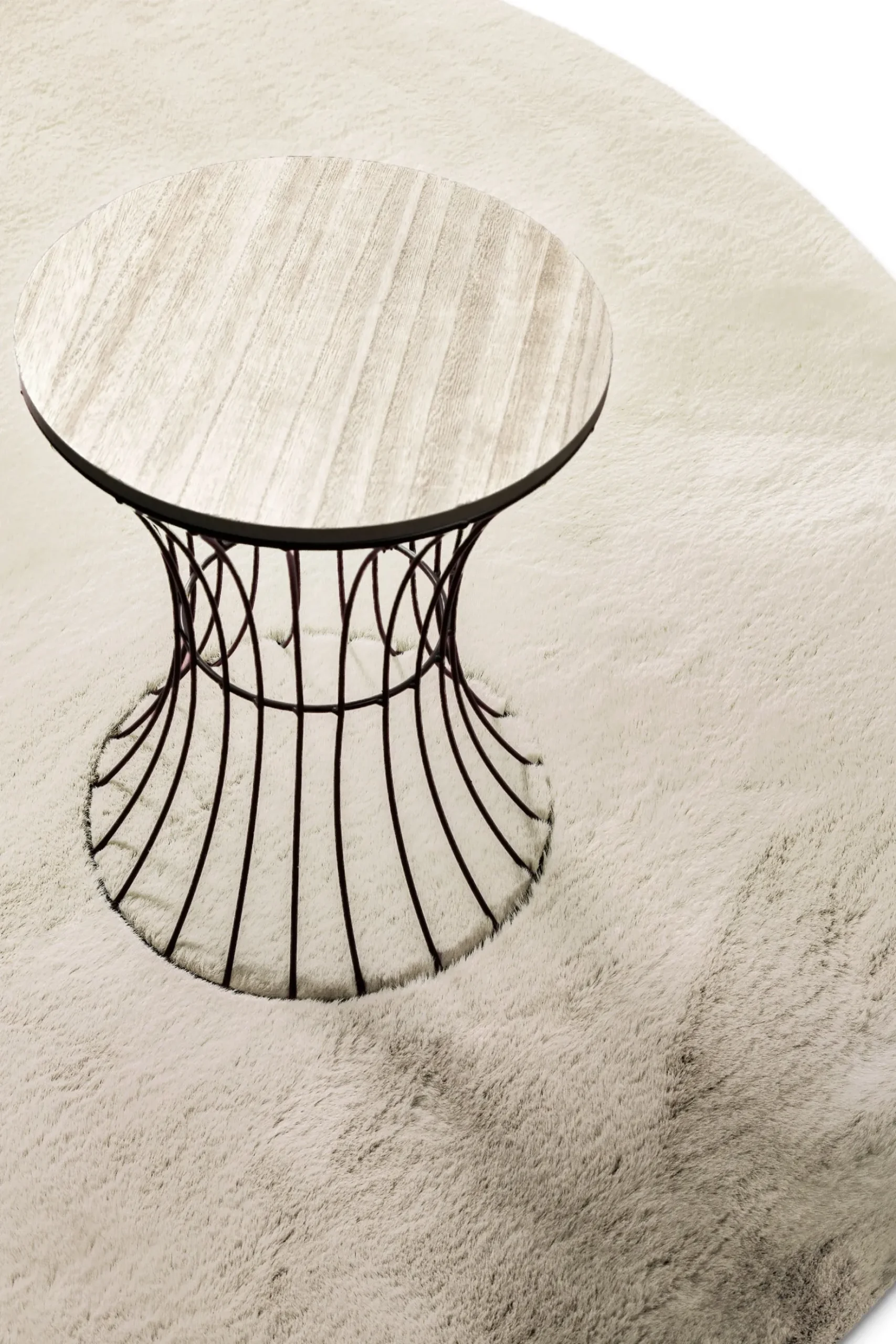 Kunstfell Teppich Rund Creme Beige flauschig und weich "Anna" WECONhome Basics