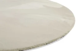 Kunstfell Teppich Rund Creme Beige flauschig und weich