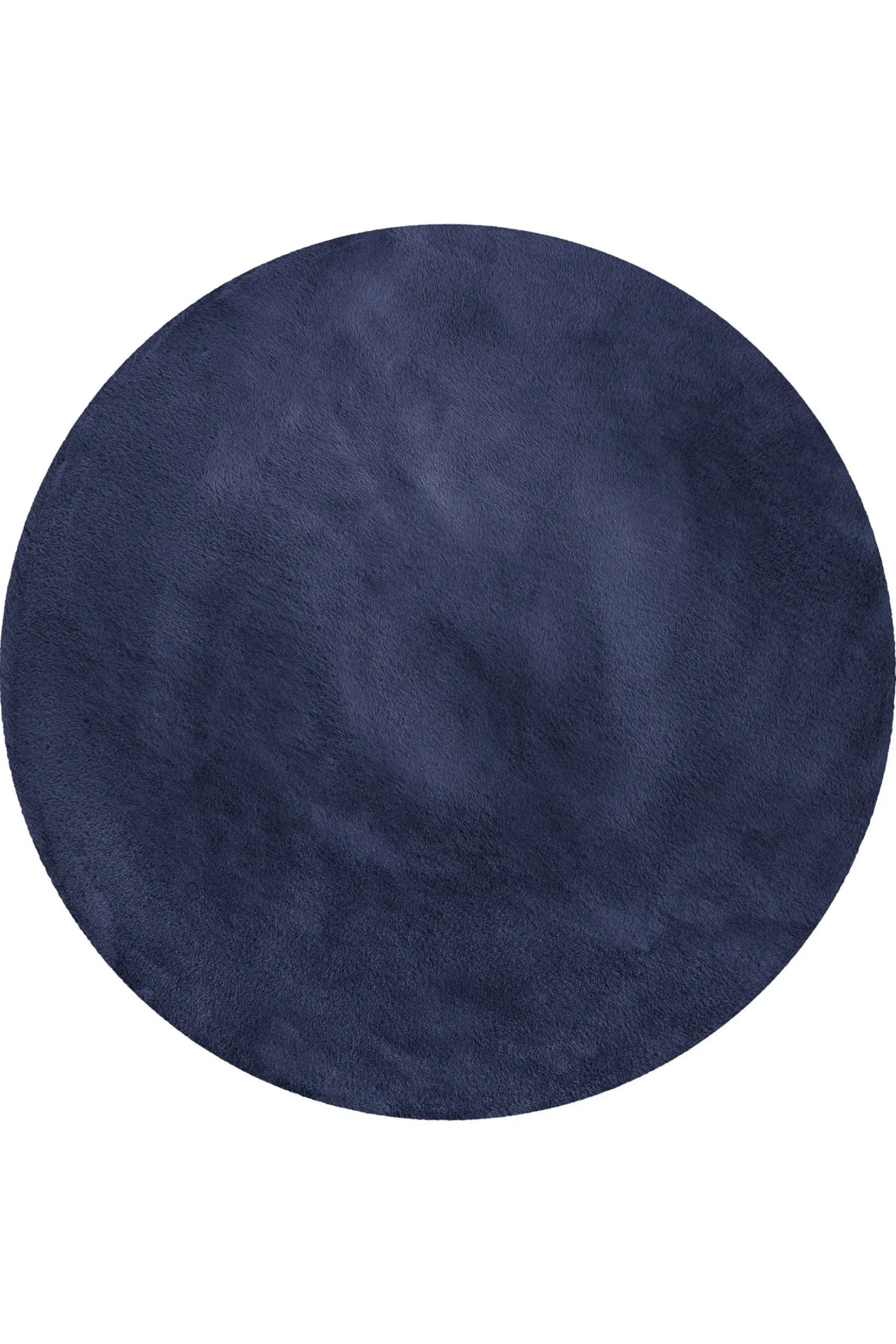 Kunstfell Teppich Rund Dunkelblau flauschig und weich "Anna" WECONhome Basics