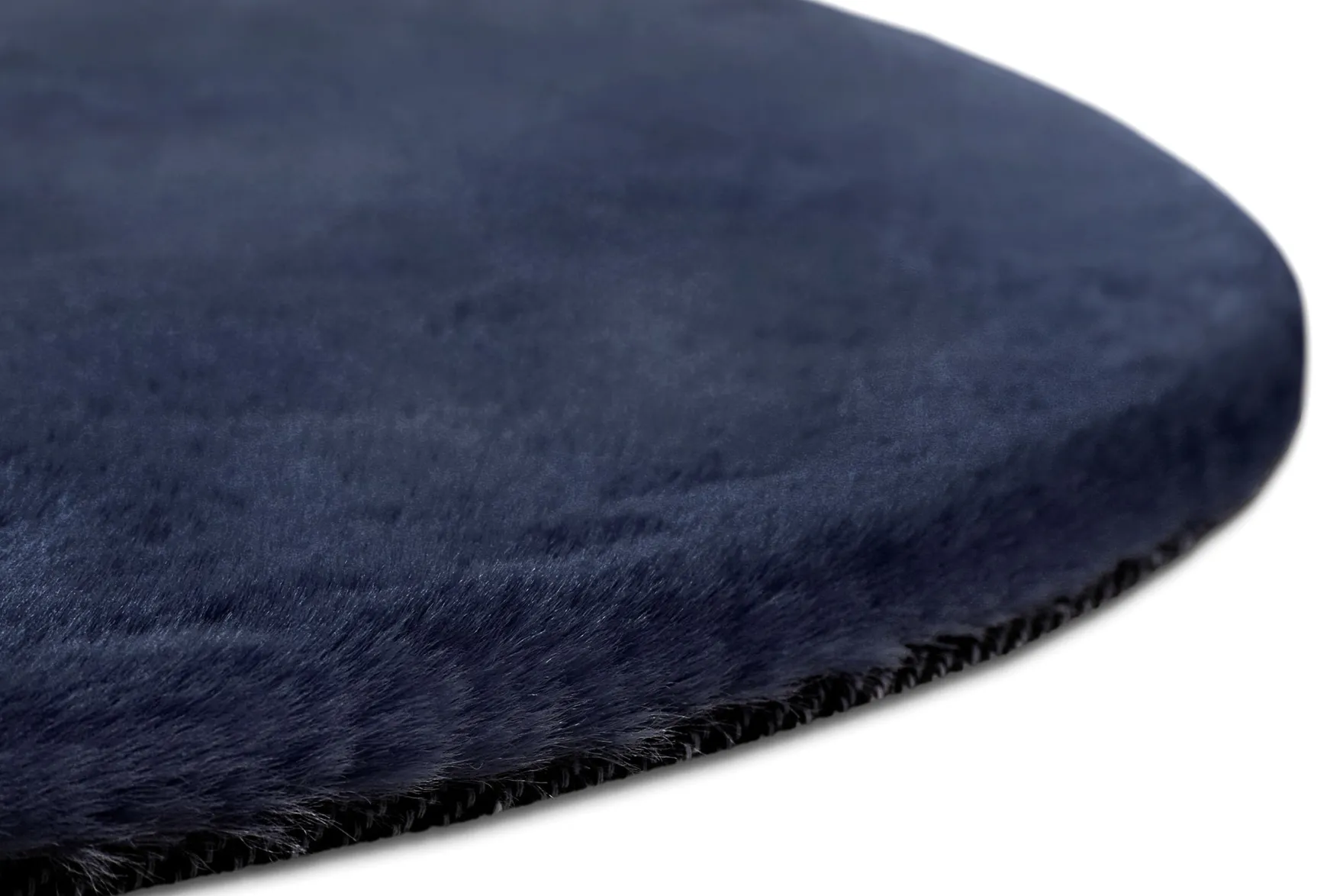 Kunstfell Teppich Rund Dunkelblau flauschig und weich "Anna" WECONhome Basics