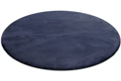 Kunstfell Teppich Rund Dunkelblau flauschig und weich