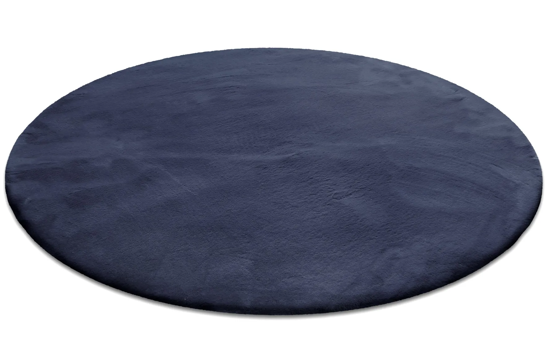 Kunstfell Teppich Rund Dunkelblau flauschig und weich "Anna" WECONhome Basics