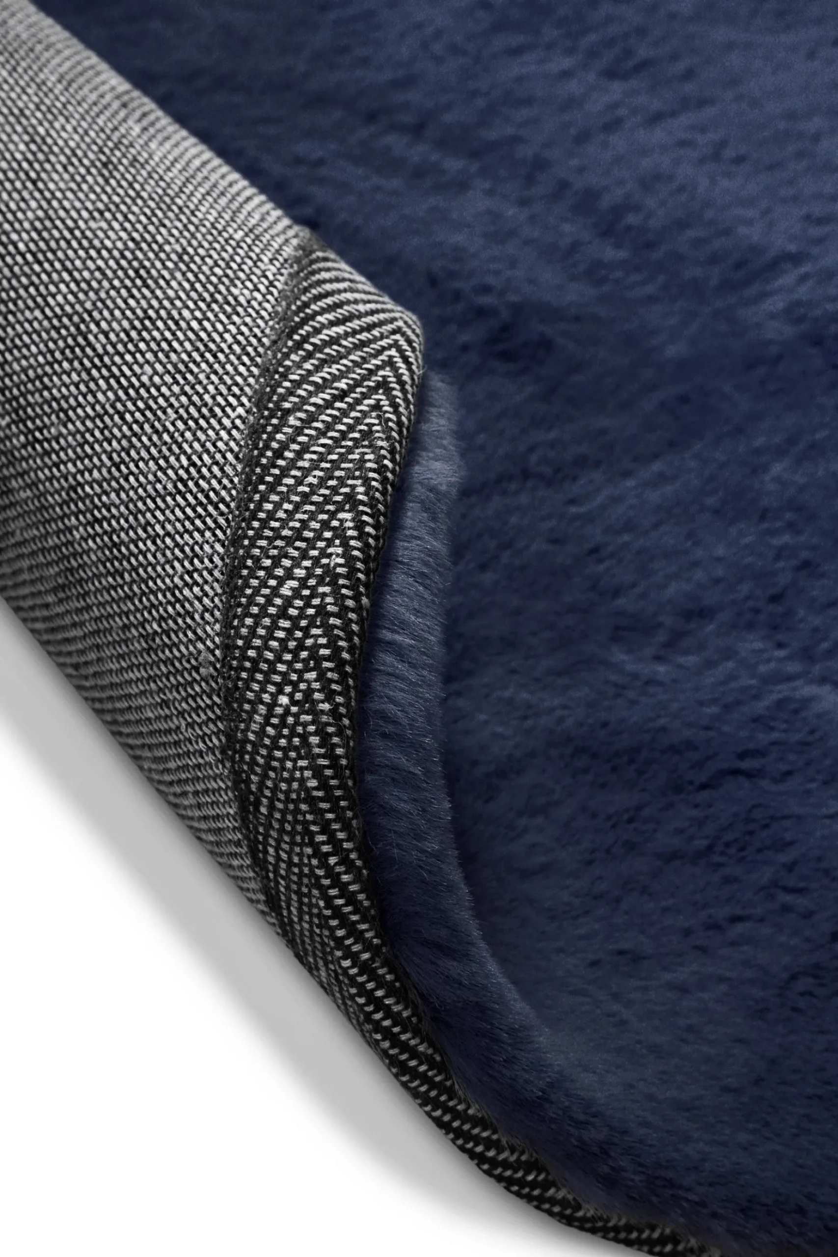 Kunstfell Teppich Rund Dunkelblau flauschig und weich "Anna" WECONhome Basics