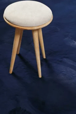 Kunstfell Teppich Rund Dunkelblau kuschelig & flauschig