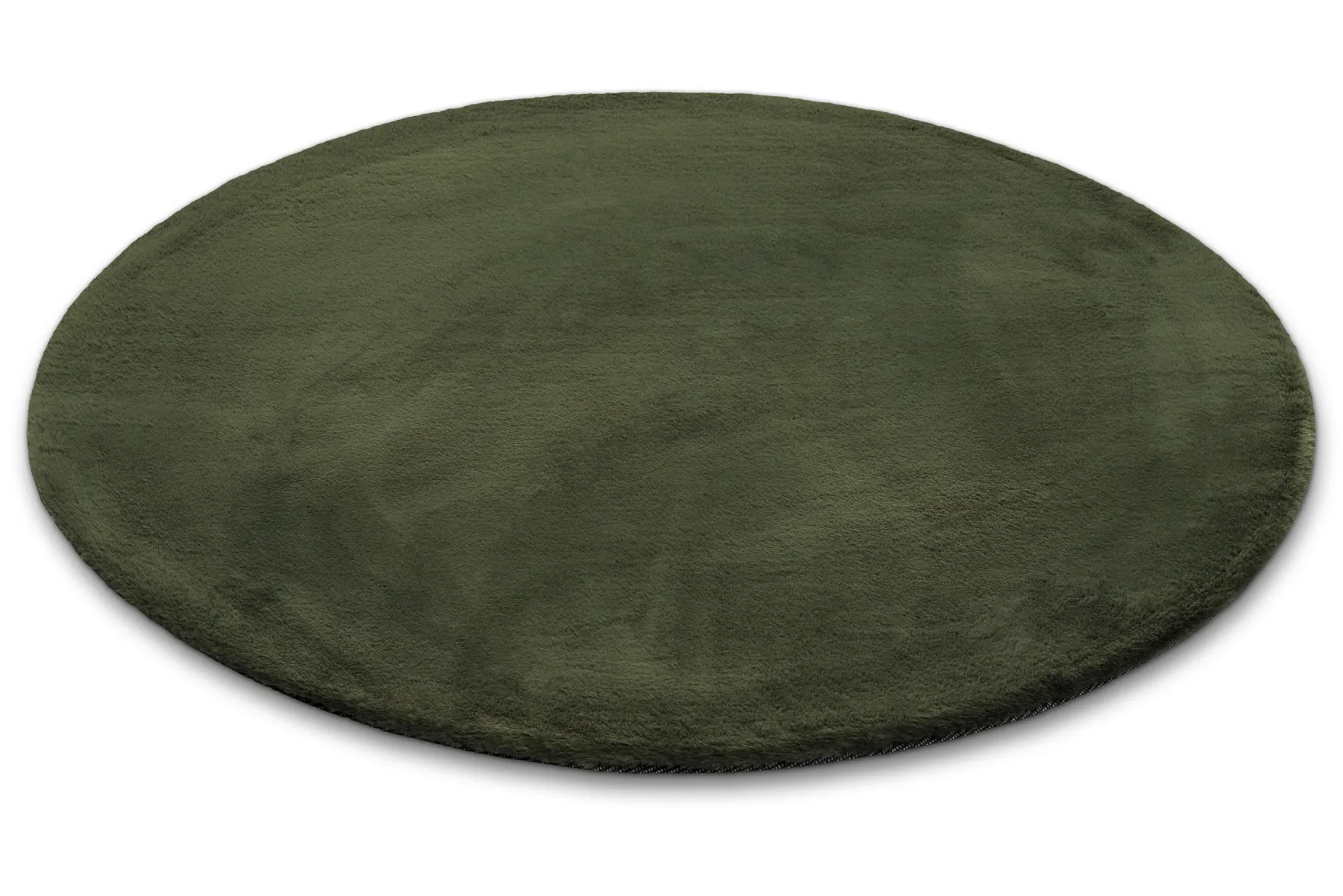 Kunstfell Teppich Rund Olive flauschig und weich "Anna" WECONhome Basics