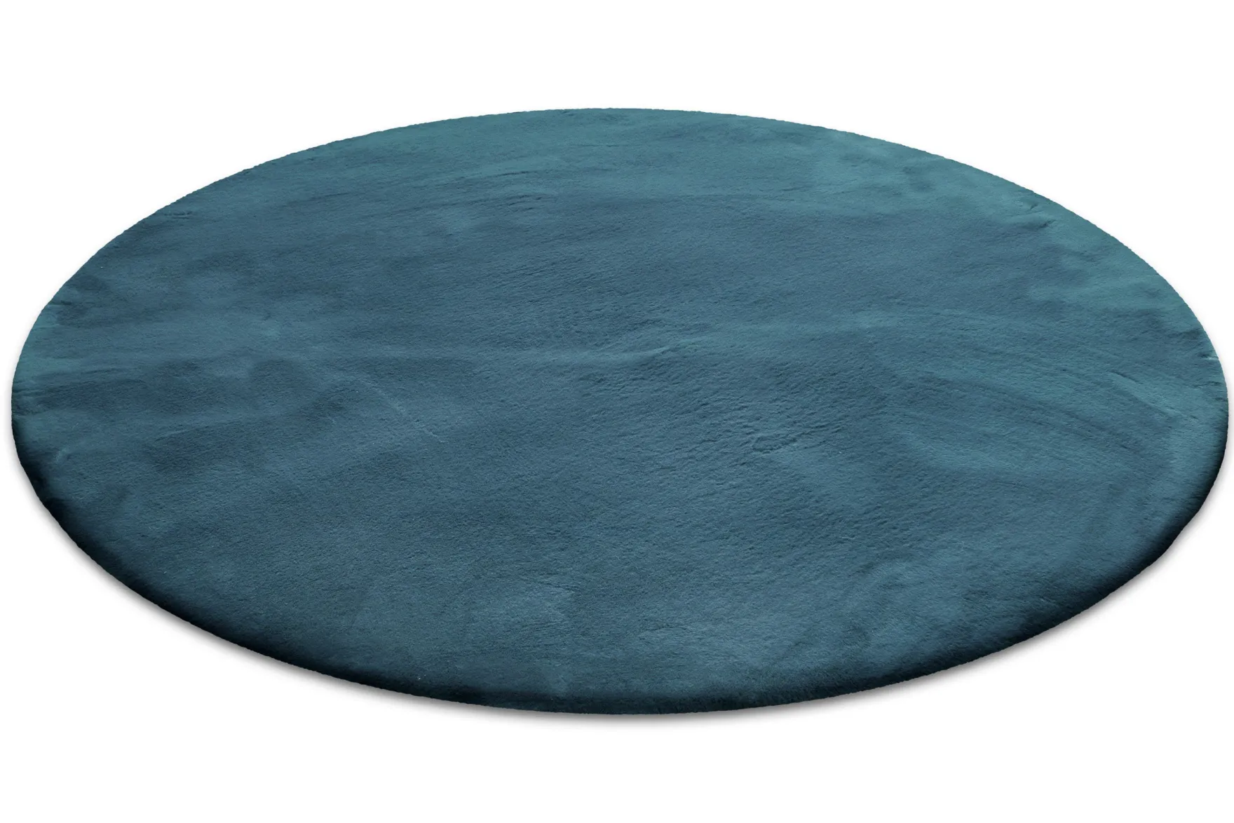 Kunstfell Teppich Rund Petrol flauschig und weich "Anna" WECONhome Basics