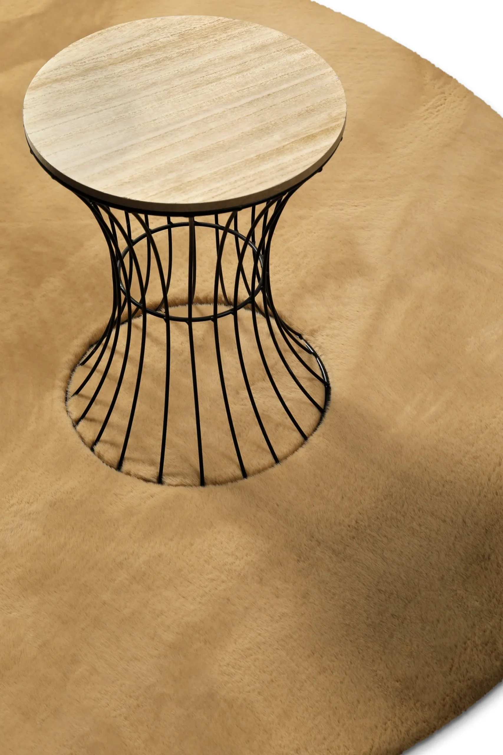 Kunstfell Teppich Rund Sand flauschig und weich "Anna" WECONhome Basics