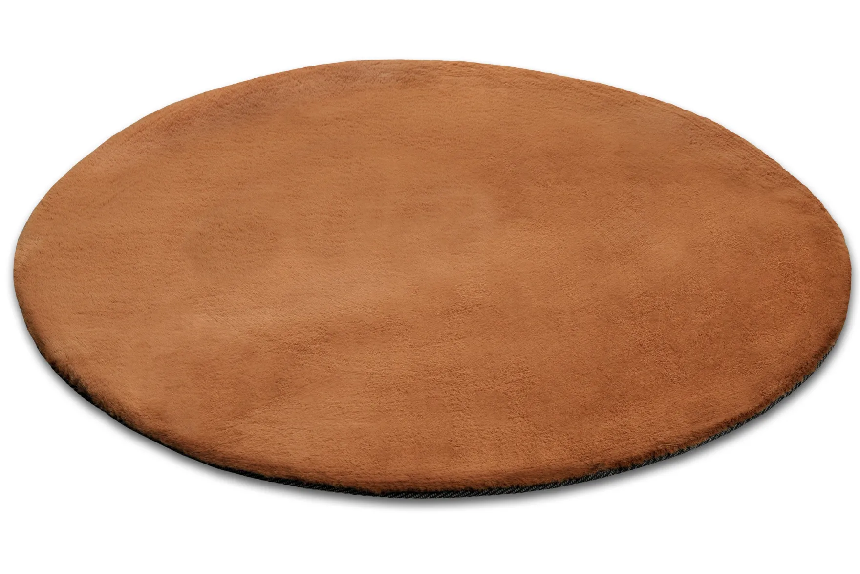 Kunstfell Teppich Rund Terracotta flauschig und weich "Anna" WECONhome Basics