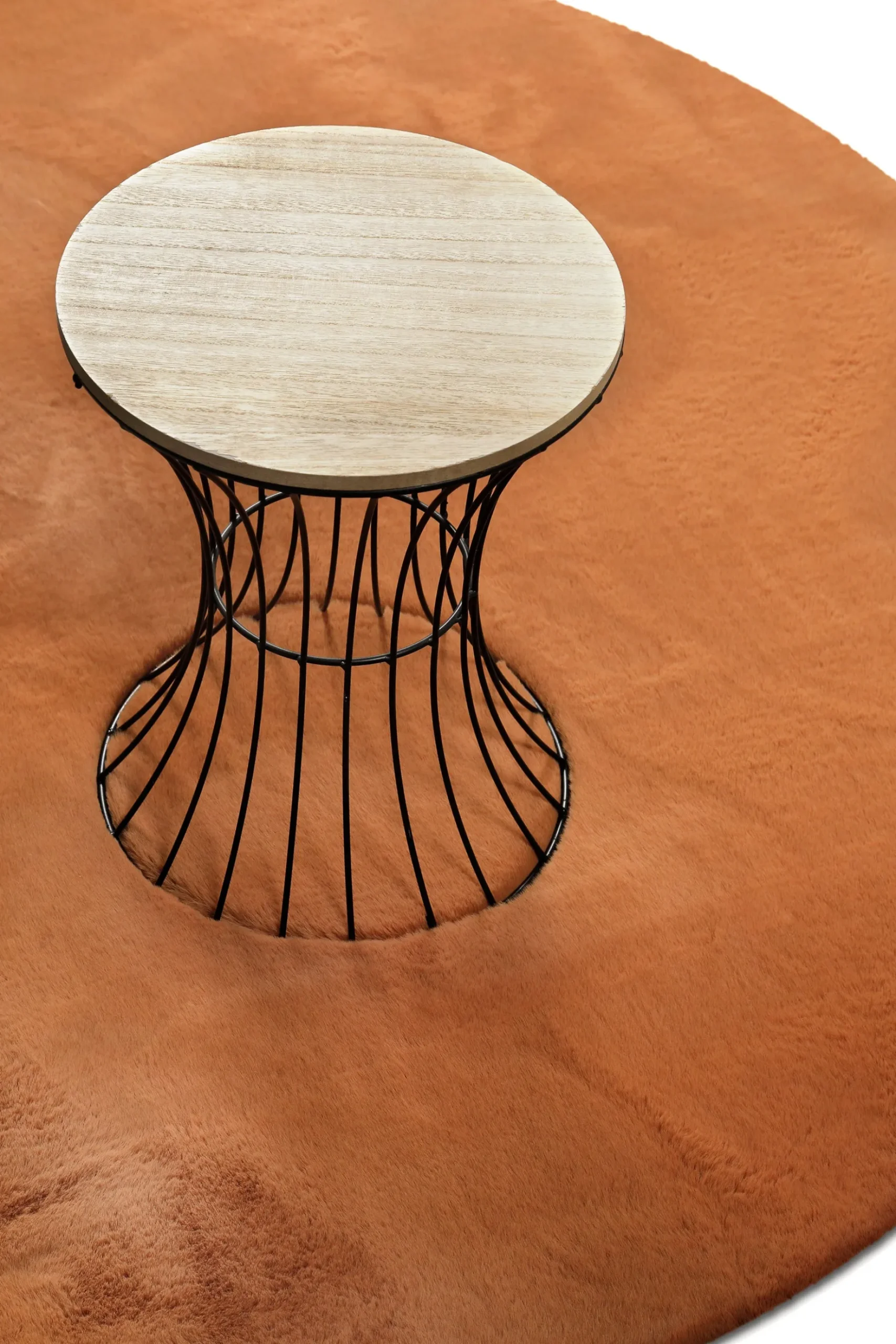 Kunstfell Teppich Rund Terracotta flauschig und weich "Anna" WECONhome Basics
