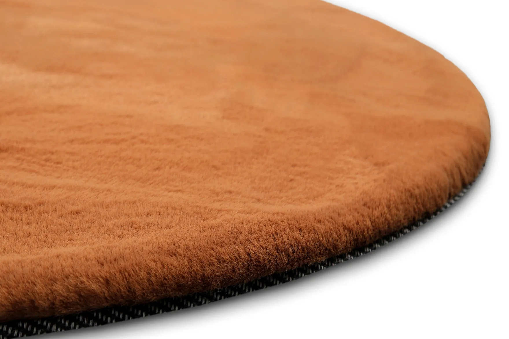 Kunstfell Teppich Rund Terracotta flauschig und weich "Anna" WECONhome Basics