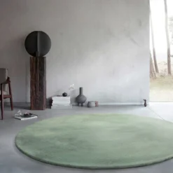 Kunstfell Teppich Rund Türkis flauschig und weich "Anna" WECONhome Basics