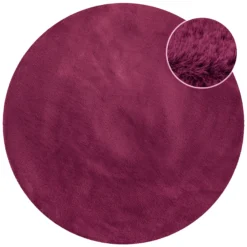 Kunstfell Teppich Rund Violett flauschig und weich