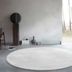 Kunstfell Teppich Rund Weiß flauschig und weich