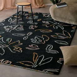 Kurzflorteppich Anthrazit aus Schurwolle 