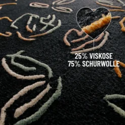 Kurzflorteppich Anthrazit aus Schurwolle 