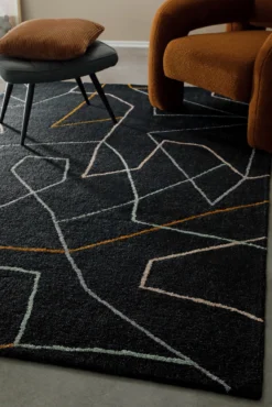 Kurzflorteppich Anthrazit aus Schurwolle 
