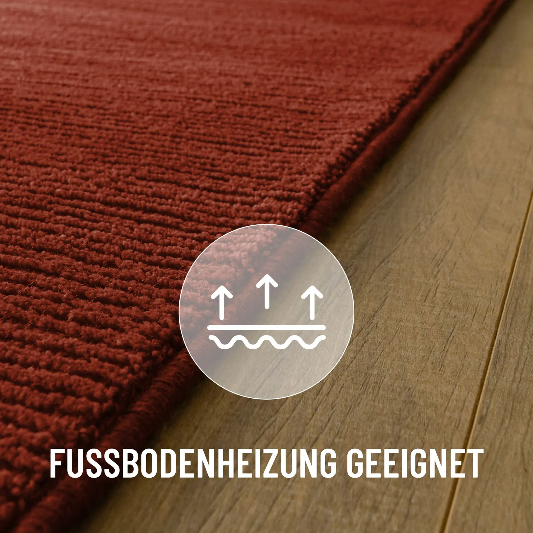 Kurzflor Teppich aus Schurwolle Kamin Rot "Castello ONE" WECONhome