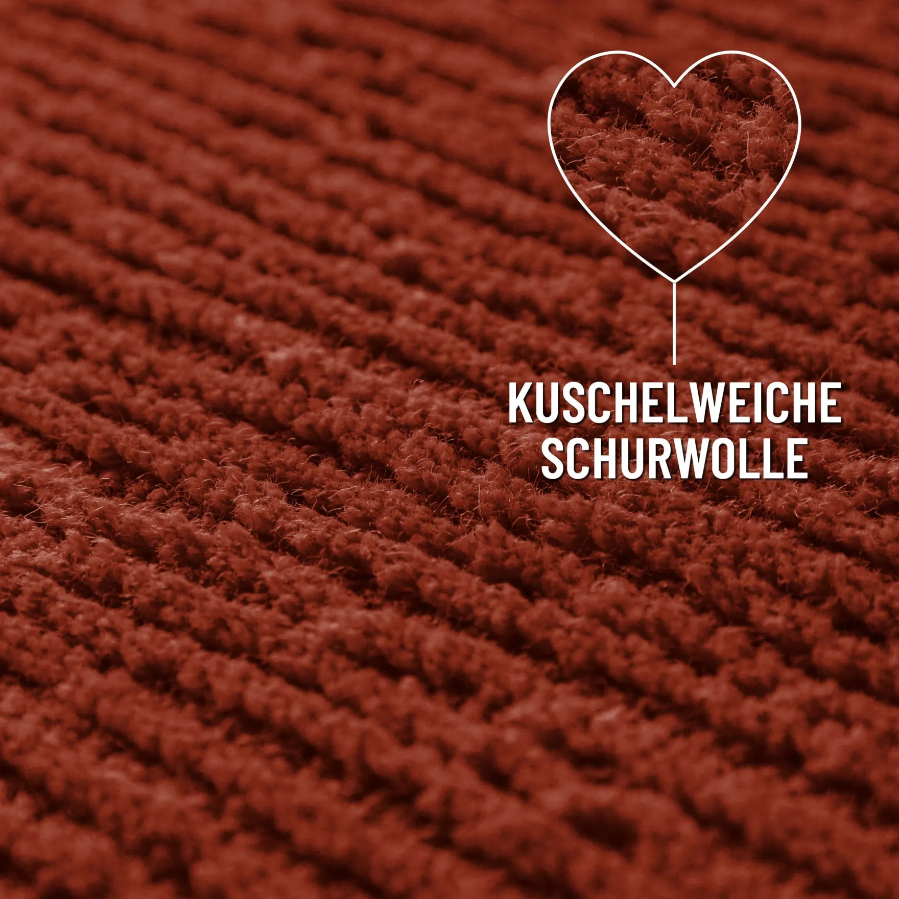 Kurzflor Teppich aus Schurwolle Kamin Rot "Castello ONE" WECONhome