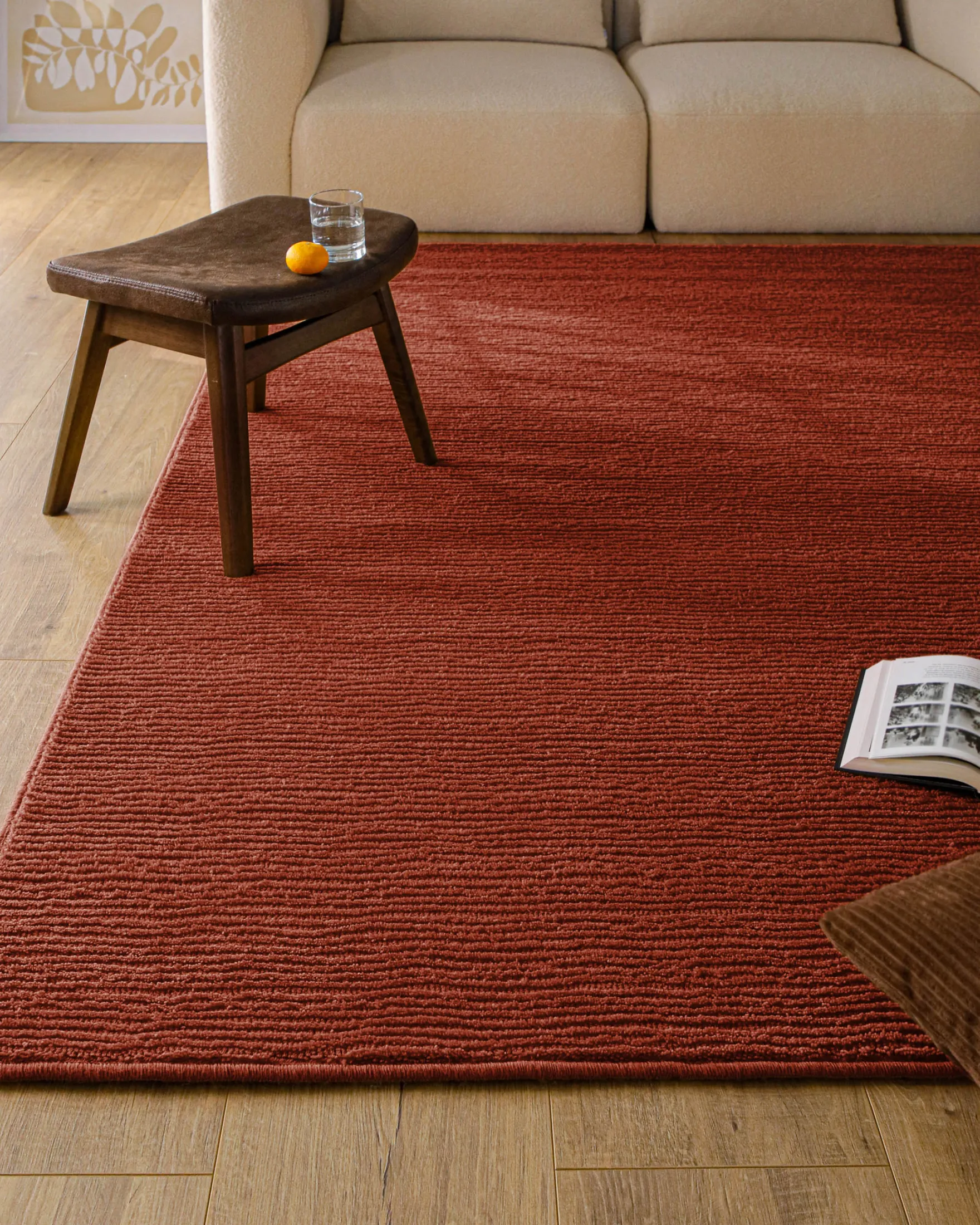Kurzflor Teppich aus Schurwolle Kamin Rot "Castello ONE" WECONhome