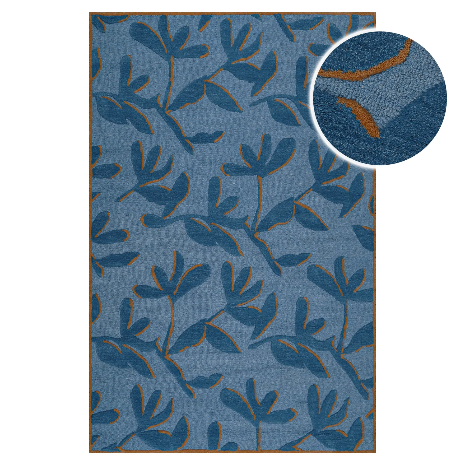 Kurzflor Teppich aus Schurwolle Blau Multi "Summers Peak" WECONhome