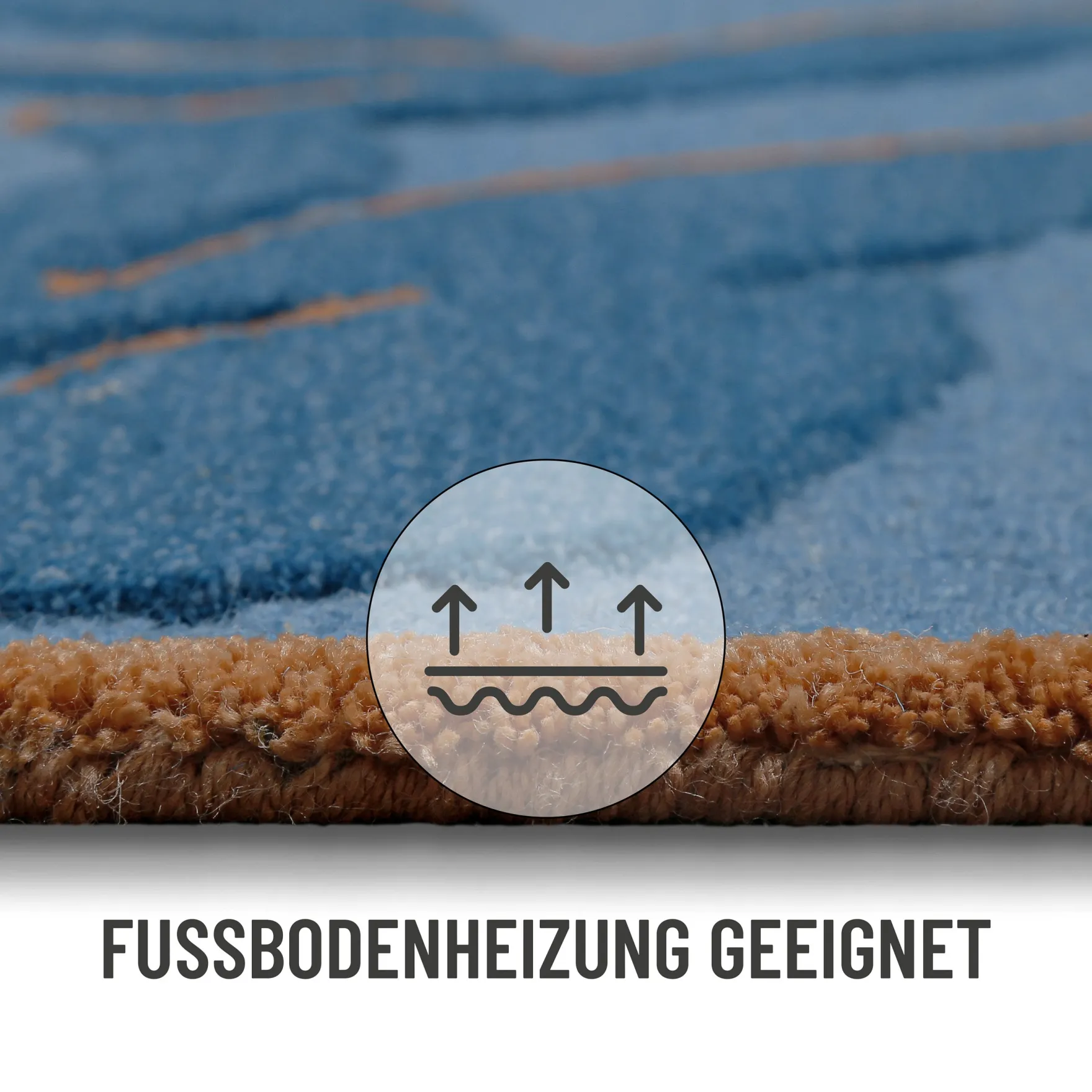 Kurzflor Teppich aus Schurwolle Blau Multi "Summers Peak" WECONhome