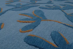 Kurzflor Teppich aus Schurwolle Blau Multi