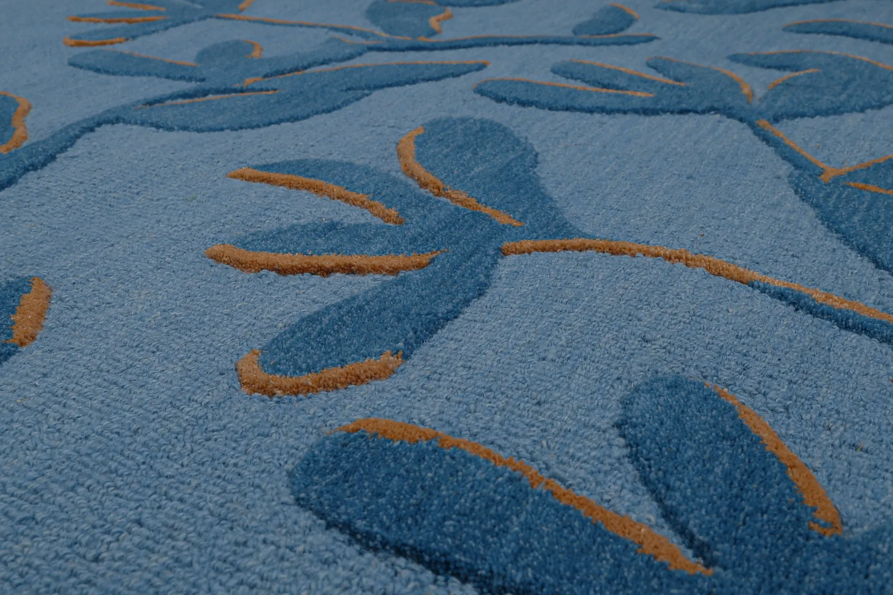 Kurzflor Teppich aus Schurwolle Blau Multi "Summers Peak" WECONhome