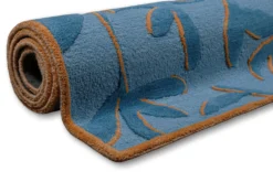 Kurzflor Teppich aus Schurwolle Blau Multi