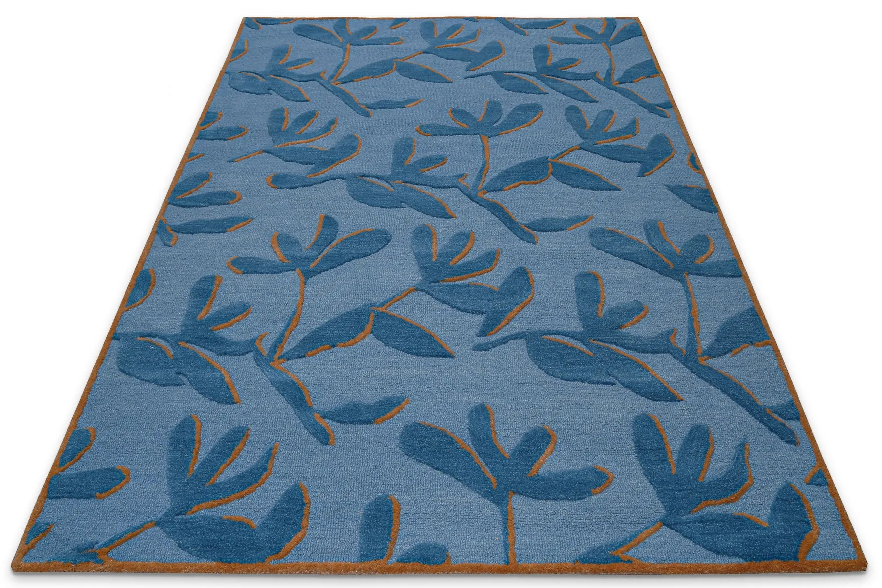 Kurzflor Teppich aus Schurwolle Blau Multi "Summers Peak" WECONhome