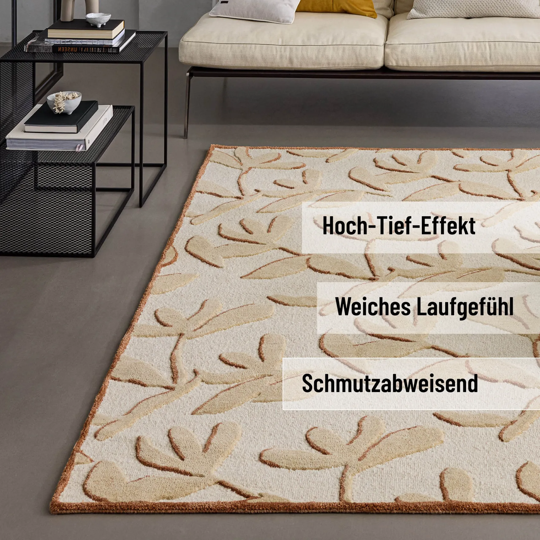 Kurzflor Teppich aus Schurwolle Beige Multi "Summers Peak" WECONhome