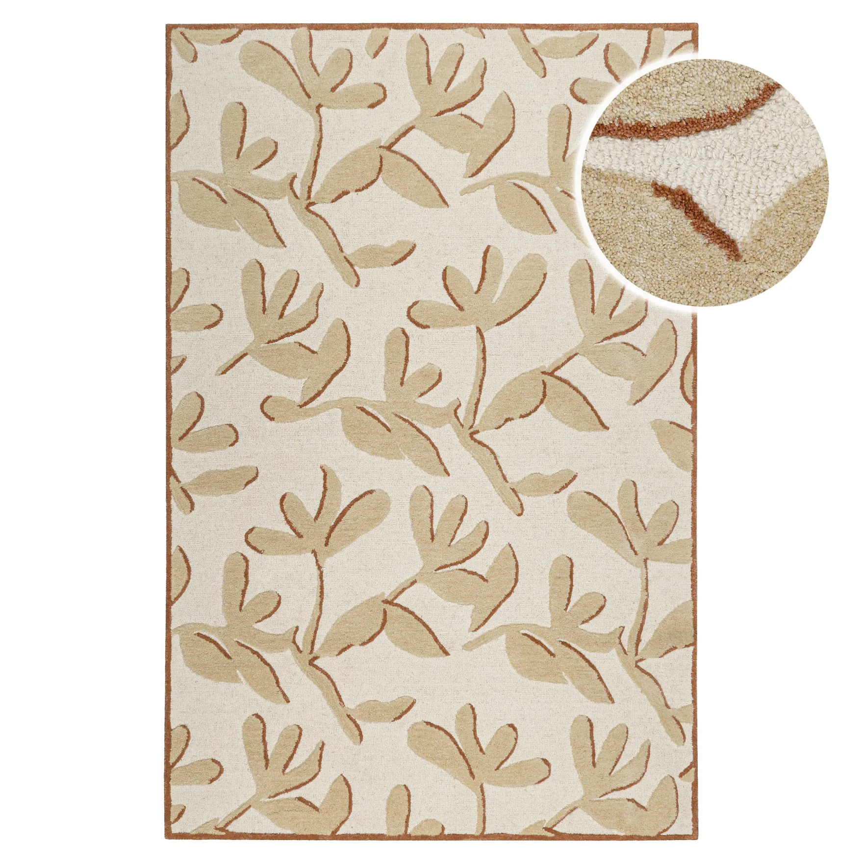 Kurzflor Teppich aus Schurwolle Beige Multi "Summers Peak" WECONhome