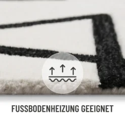 Kurzflor Teppich aus Schurwolle Creme Weiß