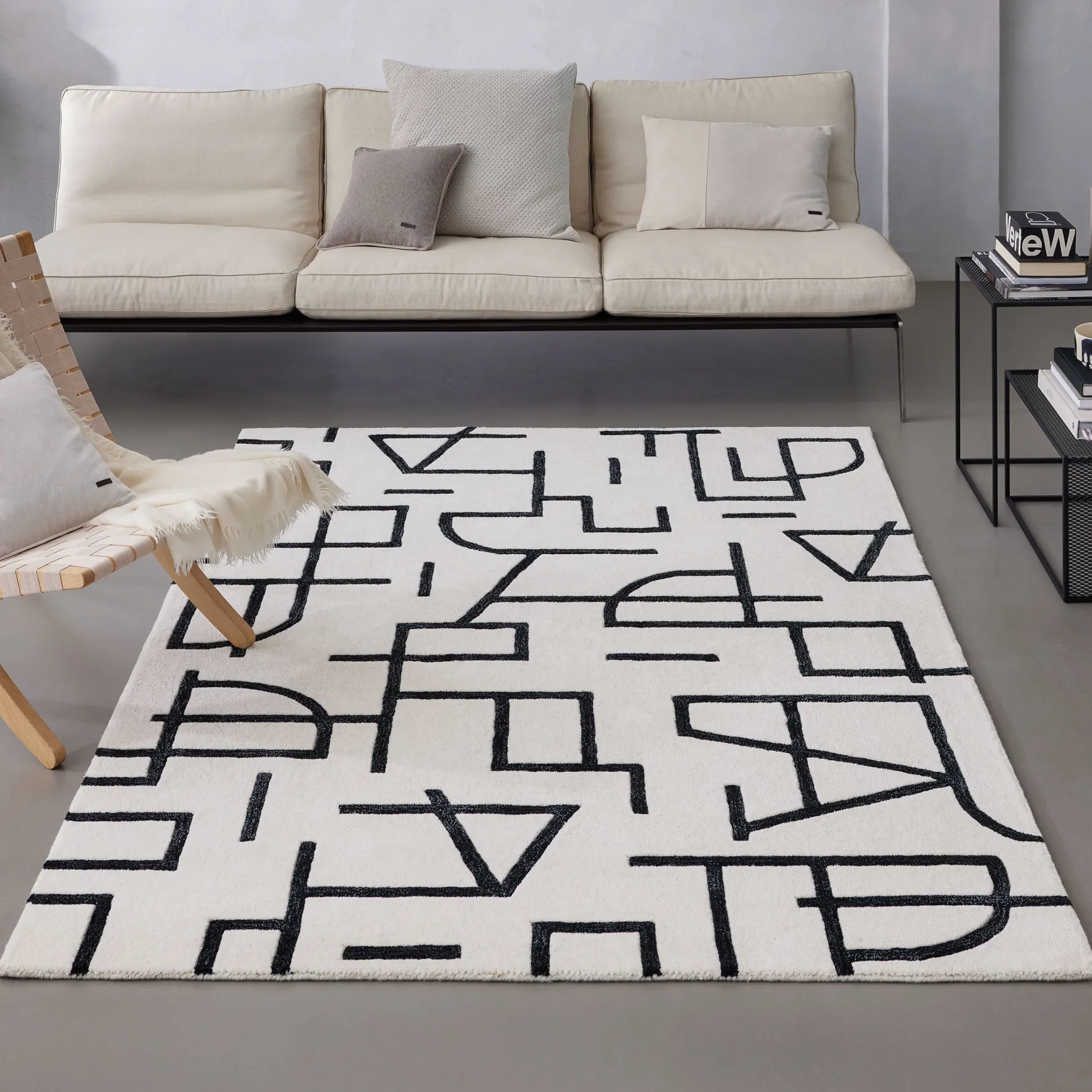 Kurzflor Teppich aus Schurwolle Creme Weiß "Beatrice" WECONhome