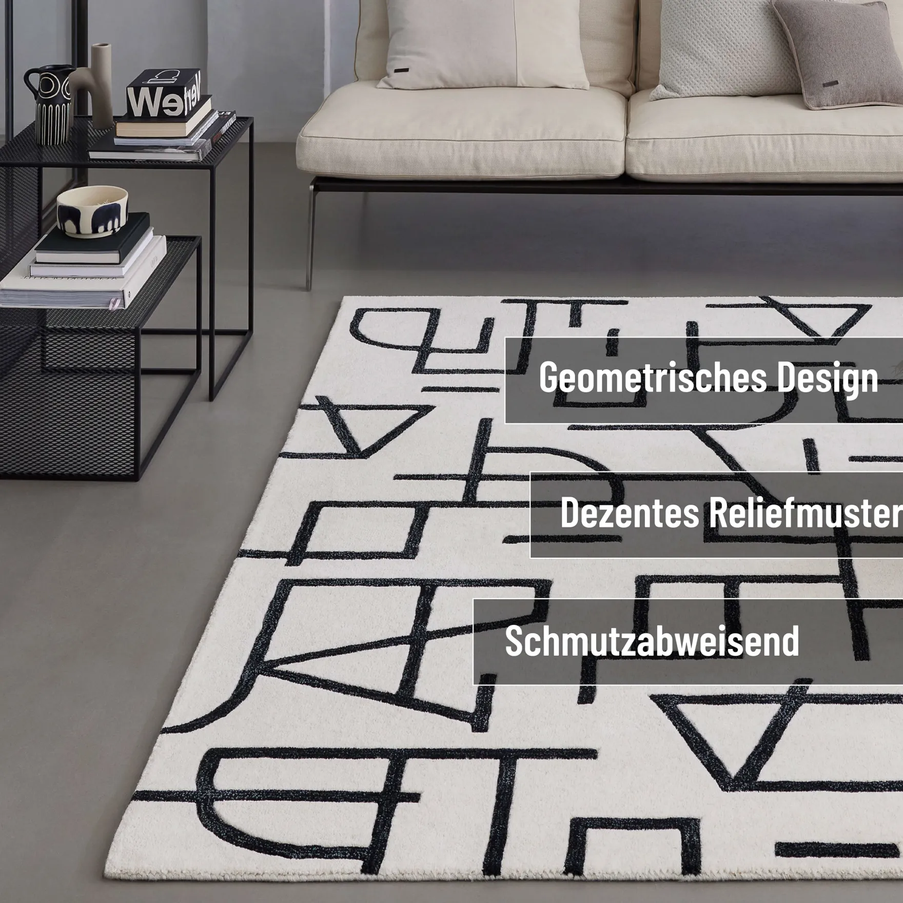 Kurzflor Teppich aus Schurwolle Creme Weiß "Beatrice" WECONhome