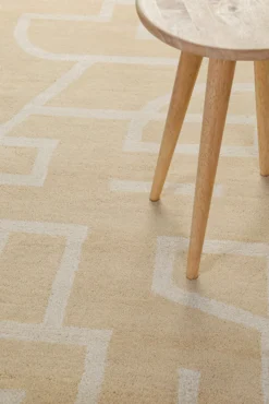 Kurzflor Teppich aus Schurwolle Sand Beige