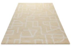 Kurzflor Teppich aus Schurwolle Sand Beige
