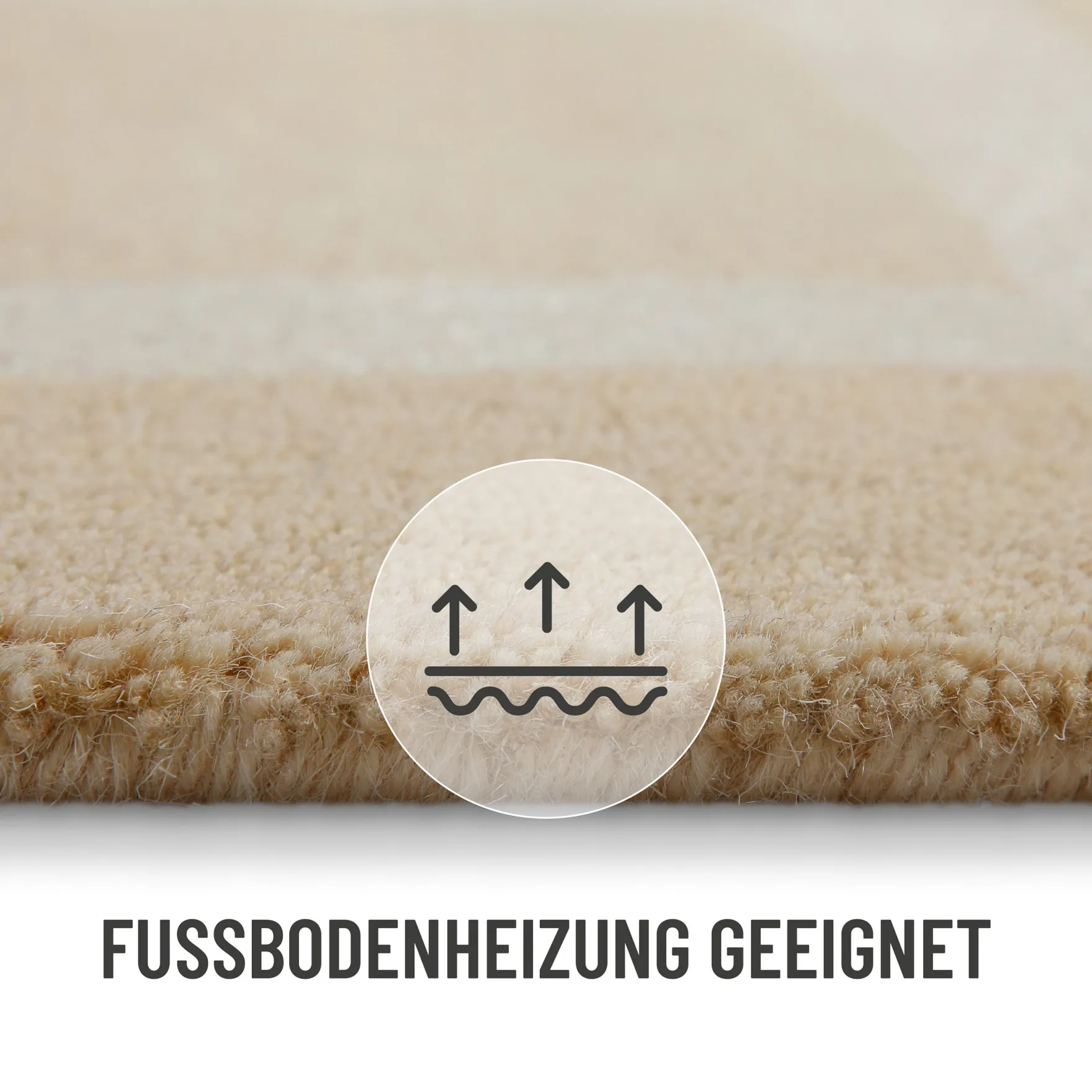 Kurzflor Teppich aus Schurwolle Sand Beige "Beatrice" WECONhome